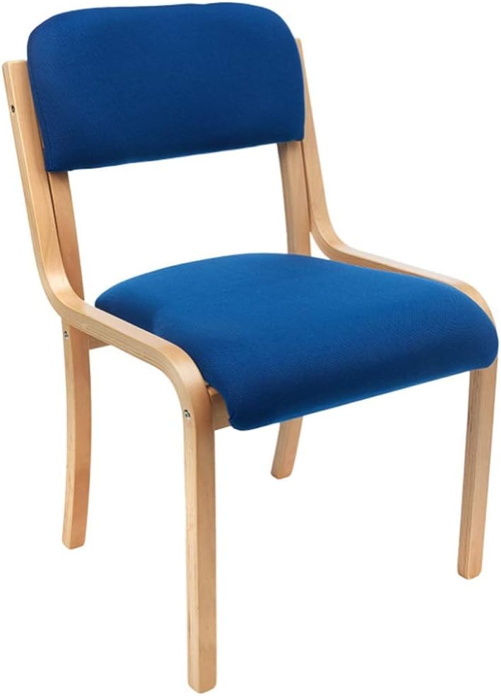 Stacking Visitor Chair Range - Wood Frame Stack Chair No Arms- Blue Gray (Color : Blue)