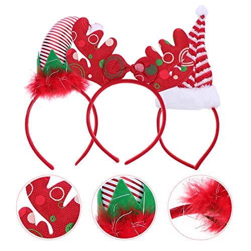 Christmas Reindeer Antlers Headband Headband Christmas Hat Feather Festival Santa Hat, Red, 28x14x1.2cm - Image 4