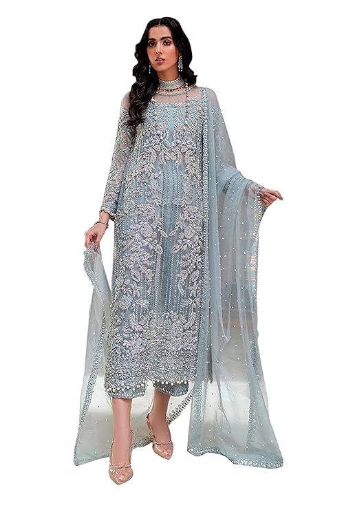 Ready to Wear Indian Pakistani Women's Orgenza Straight Salwar Suit