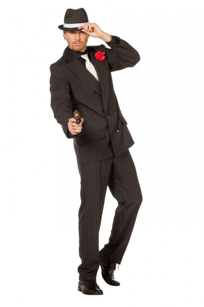 Buy shoperama Men's Gangster Costume with Hat Mafioso Mafiosi Mafia