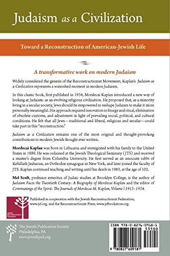 Judaism as a Civilization: Toward a Reconstruction of American Jewish Life