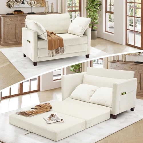 51" Loveseat Sleeper Sofa Bed, Chenille Convertible Floor Sofa Be...