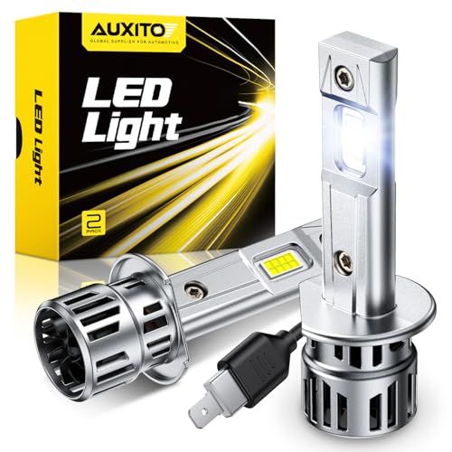 Image of AUXITO H1 Bulbs, 1500% Brighter 6500K White, 1:1 Mini Size No Adapter Needed, 3 Min Quick Install, No Flicker, 99% Compatibility, Pack of 2