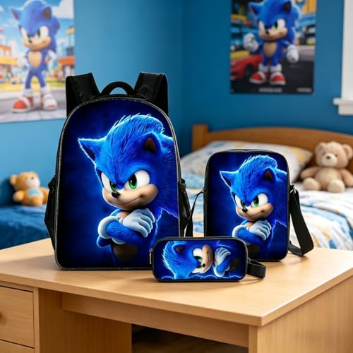 Mochila sônica 3 em 1, conjunto de grande capacidade de 43 cm, Azul, Medium, Versátil