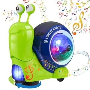 Baby Toys Crawling Walking Snail Toys With Musical Light, Baby Sound Toy Electronics Pet Toy with Automatically Avoid Obstacles Birthday Present for Kids Toddler Age 3 Years Old Above
