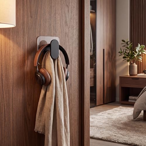 Image of ELMVIA Self Adhesive Hooks /Wall Hangings Hook /Waterproof Hooks for Wall Without Drilling Heavy Duty Bathroom Kitchen Towel Wall Hooks for Hanging Strong Coat (4, Black Nail Hook)