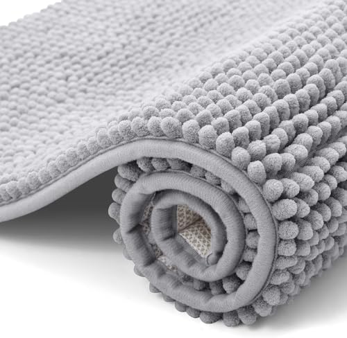 smiry Chenille Bath Mat, 40 x 60 cm, Grey