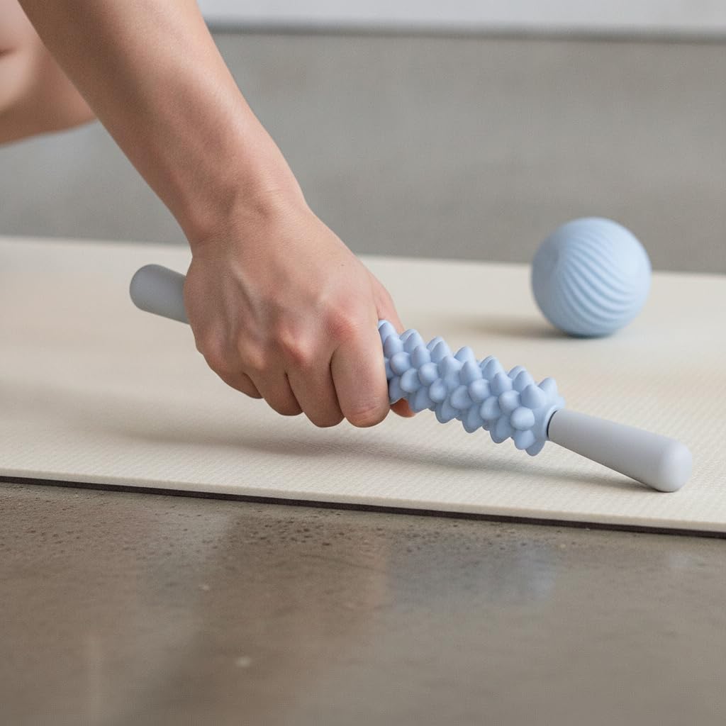 Massage-Roller für Beine, Ergonomische Griffe, Regenerations-Roller, Zur Muskelentspannung, Für -Praktizierende, color to 1, Massagegerät + Muschel-Massageball