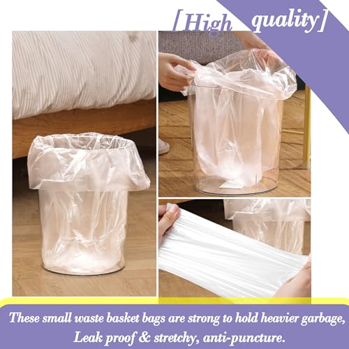 Image of 3 Gallon 120pcs (Fit 3-3.2 Gal) Small Clear Trash BagsPlastic Strong Clear Garbage Bags,Bathroom Trash Can Bin Liners,Waste Basket Liner,Fit 10-13 Liter, 3 Gallon,3.2Gallon