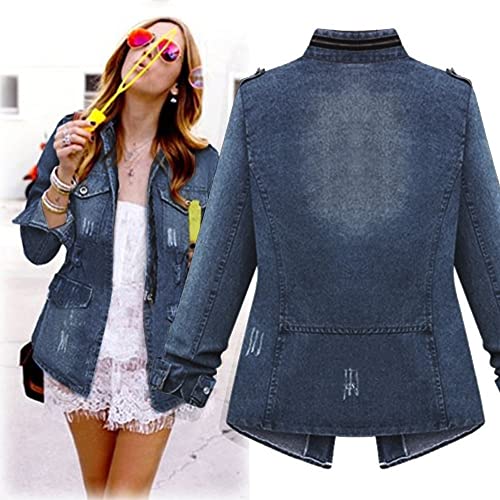 Coats For Women Winter Sale Clearance Denim Jacket Casual Long Sleeve Tunic Basic Button Down Zip Jean Jacket #TOP3