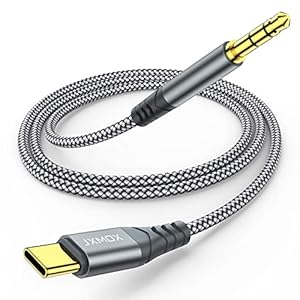 JXMOX USB C to 3.5mm Audio Aux Jack Cable (4ft), Type C to 3.5mm Headphone Car Stereo Cord Compatible with iPhone 16 Pro Max 15 Pro Max, Samsung Galaxy S24 S23 S22 S21 Note 20, Pixel 4 5 XL, iPad Pro