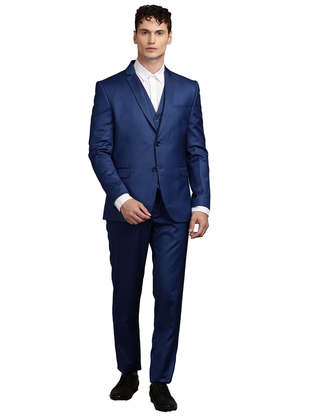 turtle Men Polyviscose Self Design Blue Formal Suits (2 Piece)-picture-17