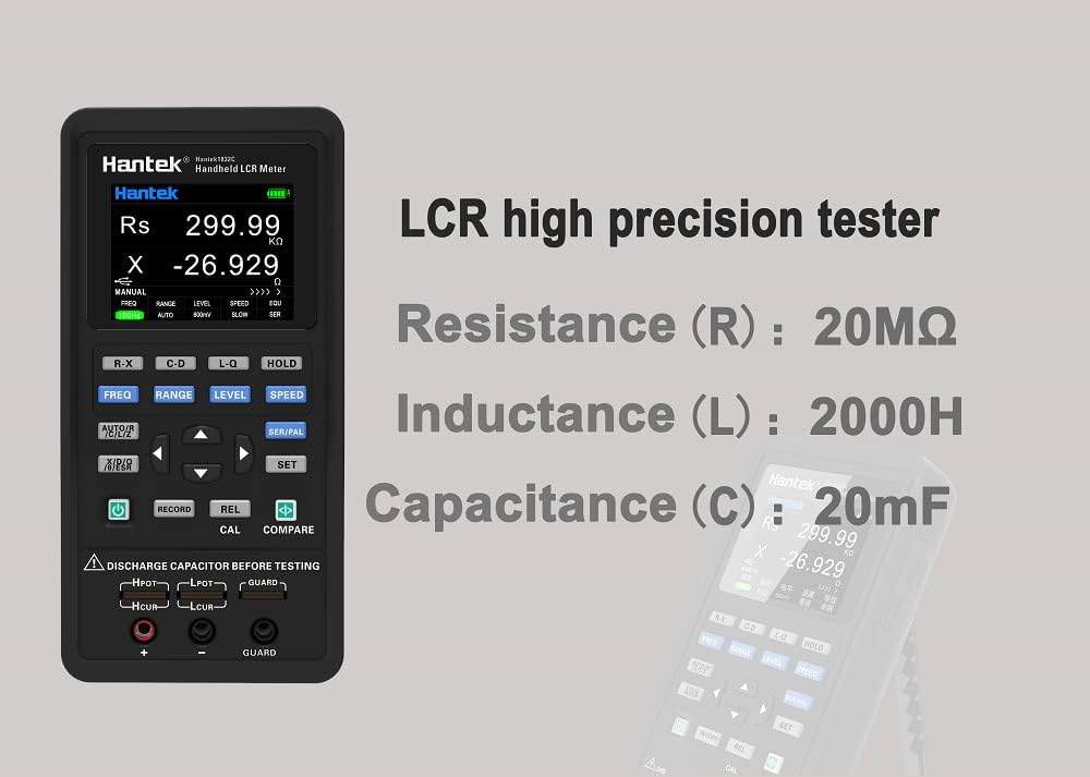 Hantek LCR Meter Hantek1832C Digital LCR Meter Handheld Portable Inductance Capacitance and Resistance Measuring Tester Tools (Hantek1832C)