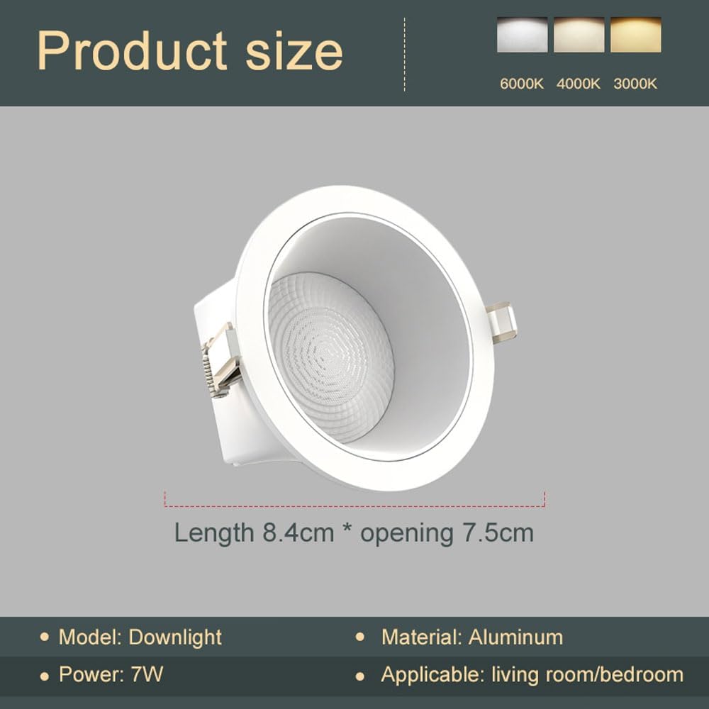 15 Pack 3.3 Inch Dimmable LED Recessed Lighting, 7W Retrofit Downlight, CRI 90 with LED Driver, Aluminum Ceiling Light Fixture for Living Room, Kitchen, Bedroom, Hallway