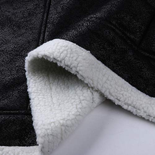 image for MIARHB Mens Bomber Leather Jacket, Warm Faux Leather Motorcycle Shearl