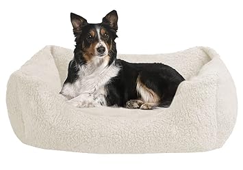 Mellifluous Soft Fur Pet Bed - Waterproof Base, Bone Toy, Washable Bed for Dogs and Cats (XXL, White)
