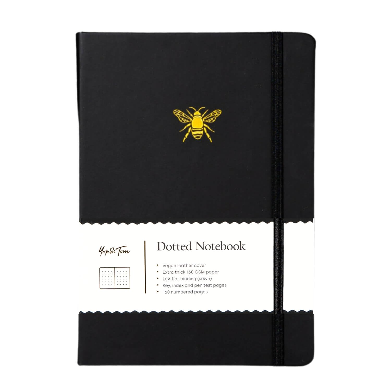 Dotted Journal Notebook (A5) - Bee Emblem - Bullet Grid Journal with Extra Thick Paper (160 GSM) - Charcoal