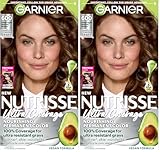 Garnier Hair Color Nutrisse Ultra Coverage Nourishing Creme, 600 Deep Light Natural Brown (Spiced Hazelnut) Permanent Hair Dye, 1 Count (Packaging May Vary) (Pack of 2)