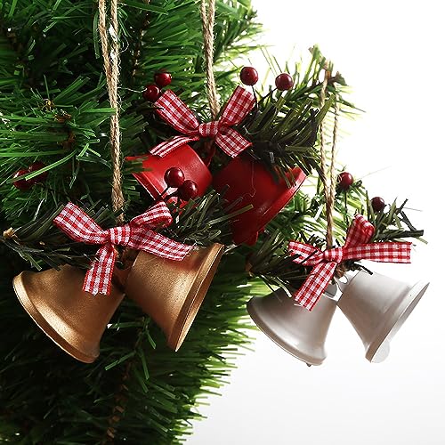 Blausky 1 x Metal Bell for Crafts Christmas Bells, Metal Bells with Bows, Christmas Pendant - Image 2