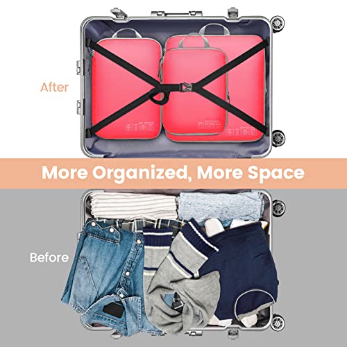 Compression Packing Cubes, Cambond 4 Pack Packing Cubes For Travel Luggage Organizers Compression Cubes (Watermelon Pink) #TOP3