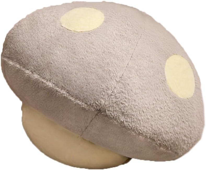Cute Mushroom Plush Pillow Sofa Sleeping Plush Hugging Throw Pillows Simulation Cartoon Stuffed Plush Cushion (50×50cm/19.7"×19.7", Gray)