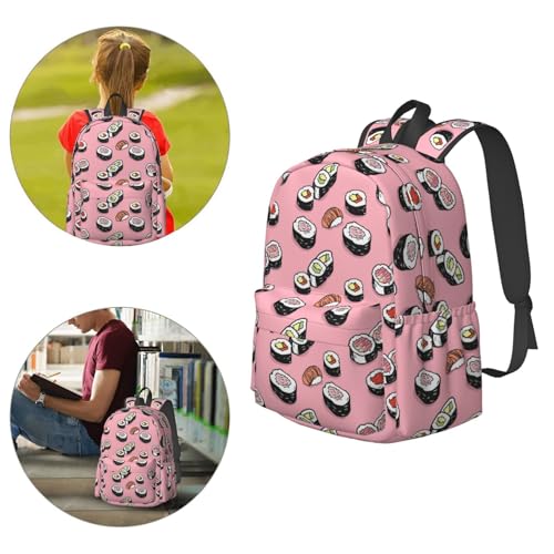 17 Inch Backpack Pink Sushi Food Cute Red Panda Laptop Backpack Shoulder Bag School Bookbag Casual Daypack4