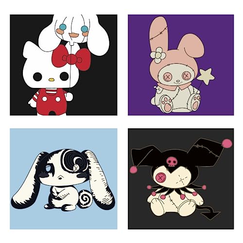 Juego de 4 posavasos de anime Kitty con soporte, juego de