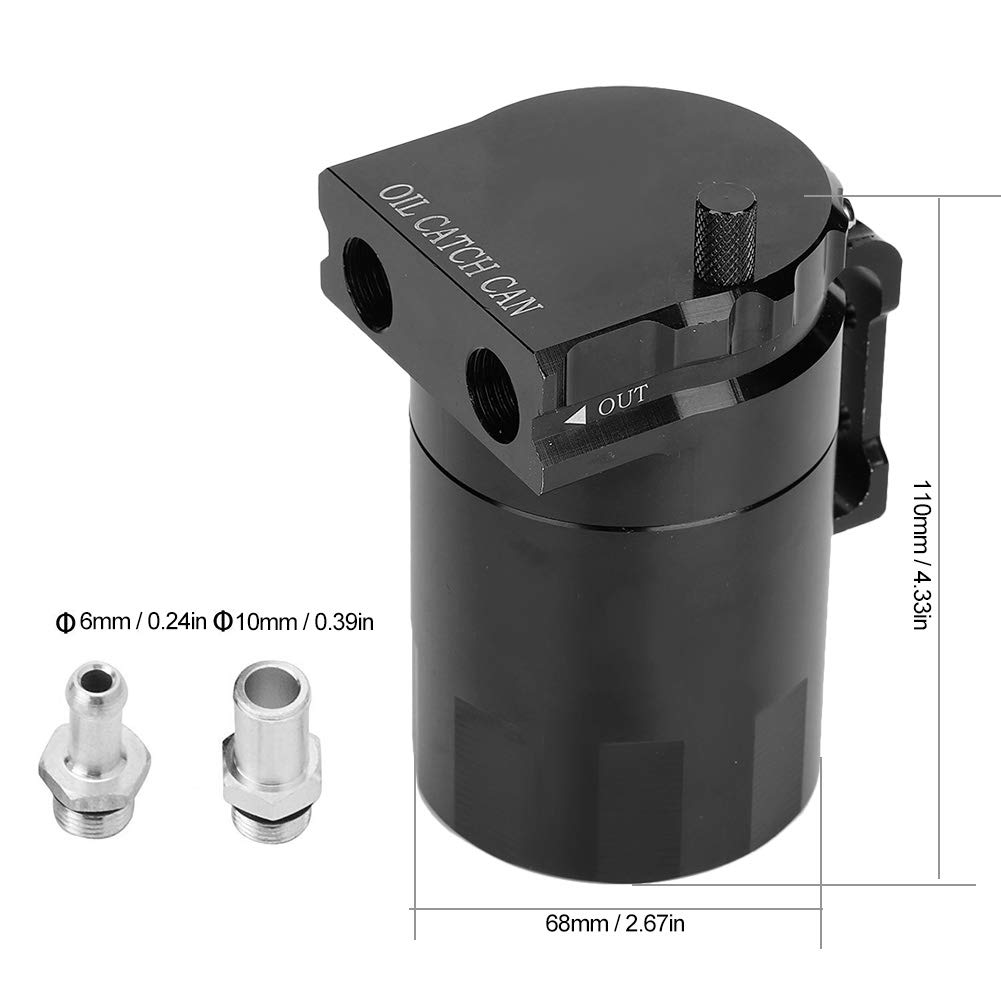Oil Catch Can Kit 300ML Öltankbehälter Tankmotor Black Polish Baffled Aluminium Alloy Universal