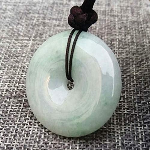 Miniatura 3 de Colgante de Piedra de Jades Verde Natural tallado Redondo de la Hebilla de La Paz Collar de Joyería de Moda de las Mujeres