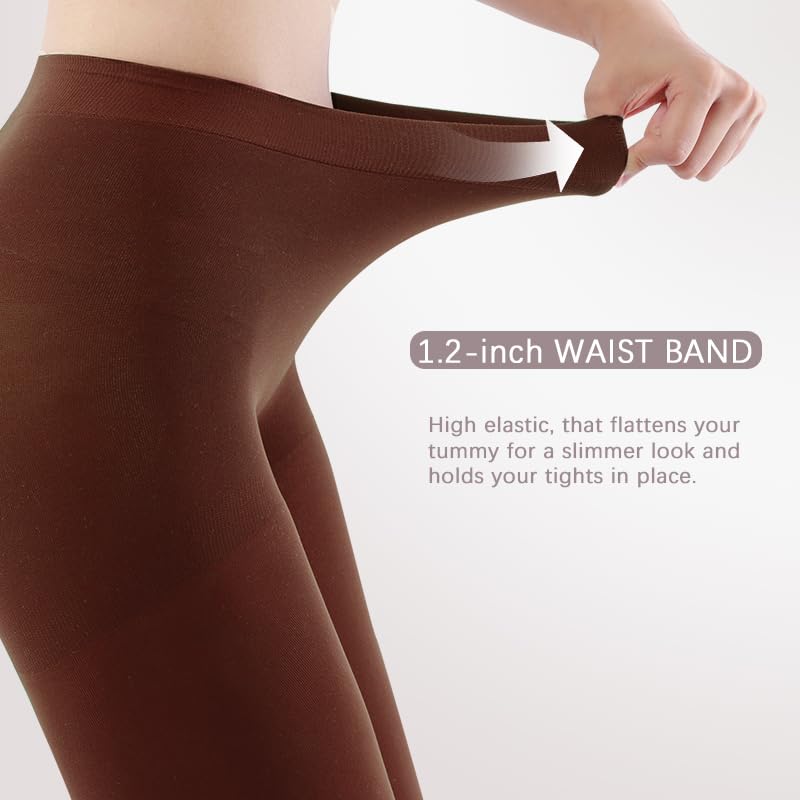 Women's Tights 70D Soft Opaque Control Top High Waist Microfiber Pantyhose with Reinforced Toes3