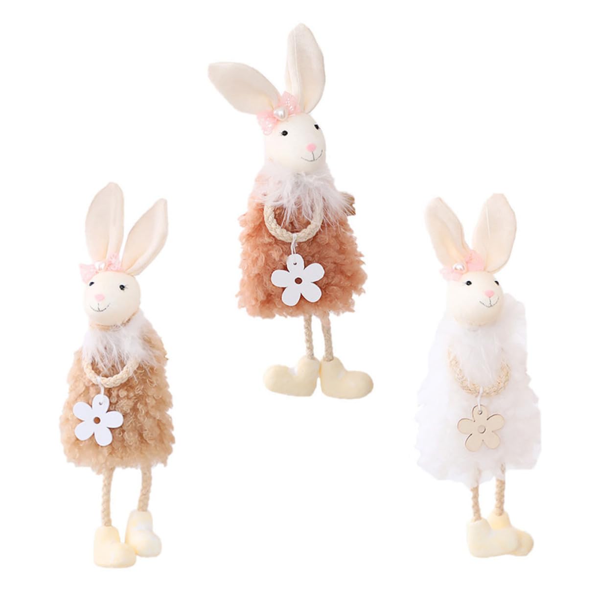 VICASKY Lot de 3 pendentifs en forme de lapin de Pâques - Décoration murale - Cadeaux d'invités pour Pâques - Décoration de lapin pour la porte de Pâques - Accessoires pour cochons d'Inde - Décoration