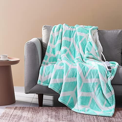 VENTIMI Heated Blanket Electric Throw, Electric Blanket with 10 Heating Levels & 1-12 Hours Auto Off, Fast Heating Blanket with ETL Certificated, 50x60 inches, Green