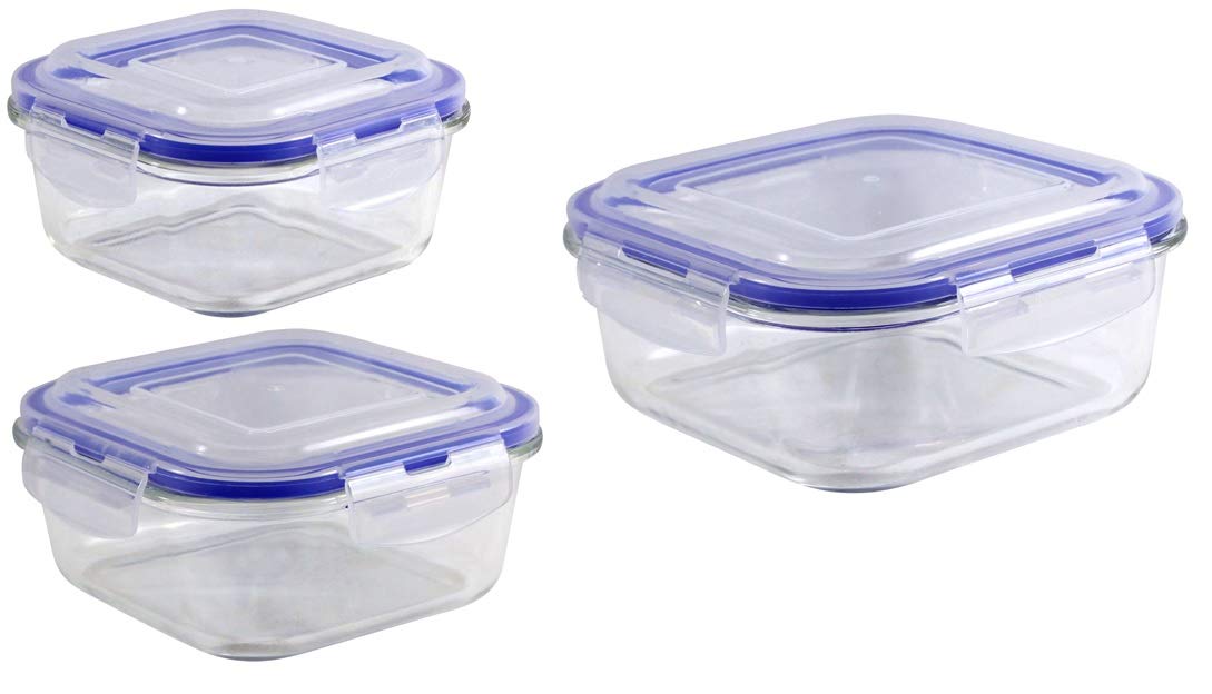 Flip n' FreshGFS-6PC-SQ Glass Food Storage Set, Assorted-17, 27 & 40 oz
