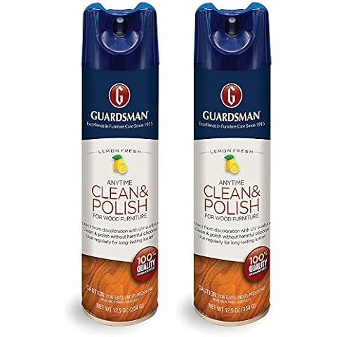 Guardsman Clean & Polish For Wood Furniture - Lemon Fresh - 12.5 oz - Silicone Free, UV Protection - 2 Pack Cover