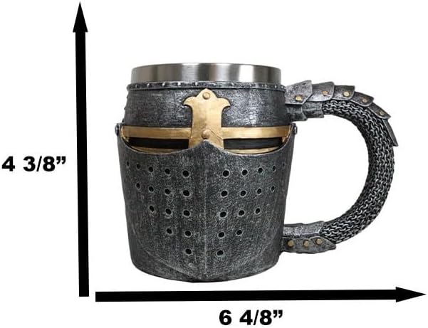 Miniatura 6 de Ebros - Vajilla medieval renacentista con diseño de caballero de la cruz, diseño de caballero de la cruz, con mango de malla esculpida, tallo