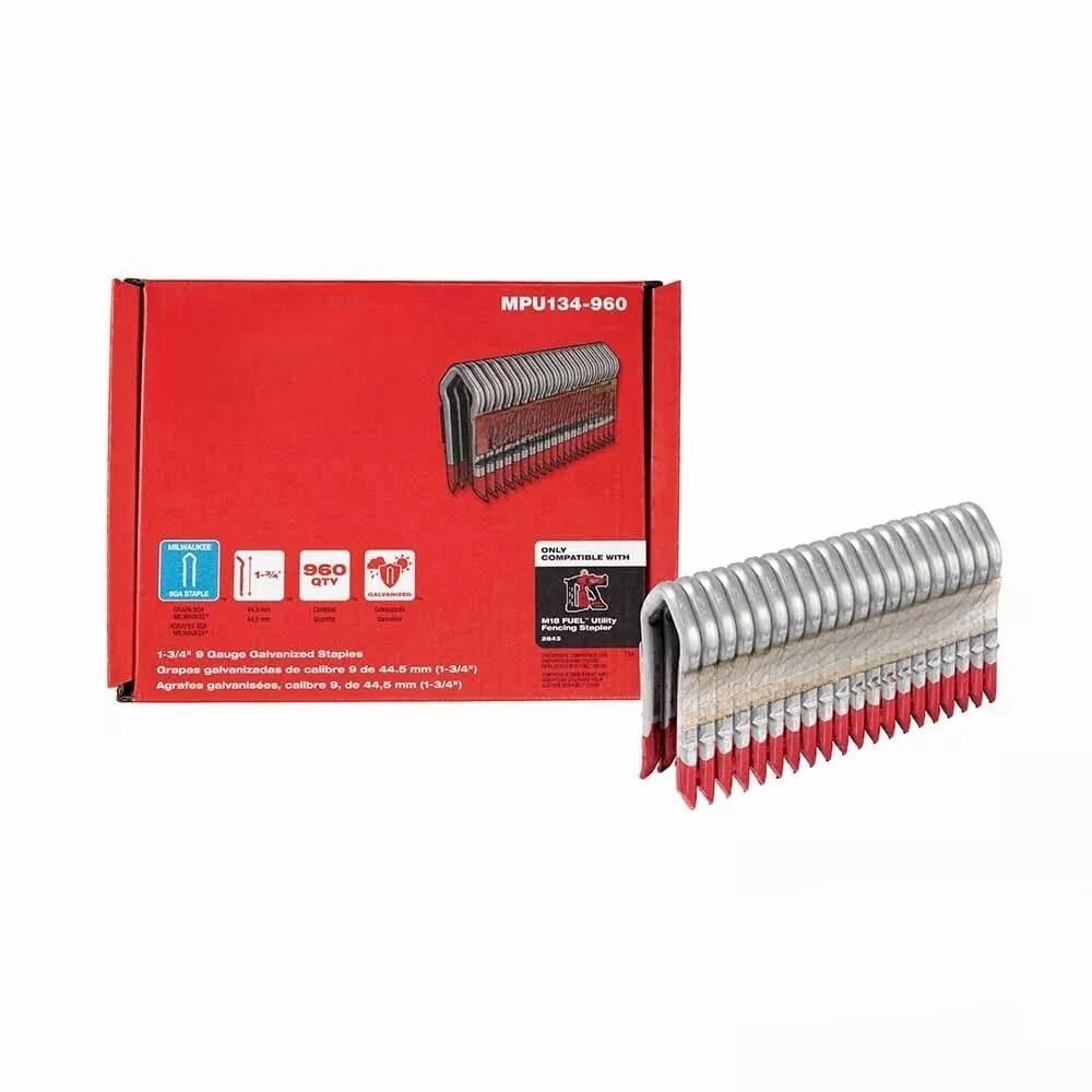 MPU134-96MPU134-9600 Grapas galvanizadas en caliente de calibre 9 de 1.75 pulgadas para Milwaukee Tool 960 PC