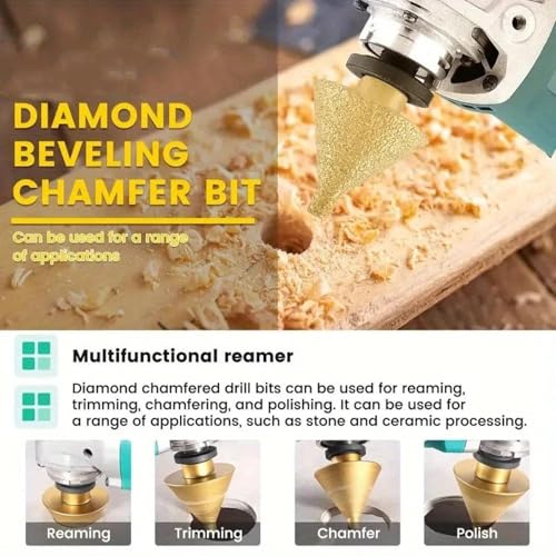 Broca de diamante para avellanado M14, para ensanchar agujeros y biselar, herramienta de rectificado de 50 mm para granito, mármol, baldosas y piedra (D38xM14) miniatura 6