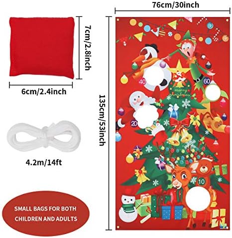 Welltop Christmas Bean Bag Toss Games Kit 53 x 30 Santa Claus Cornhole Game with 3 Bean Bags Carnival Throwing Sandbag Game Indoor and Outdoor for Boys Girls Kids Children