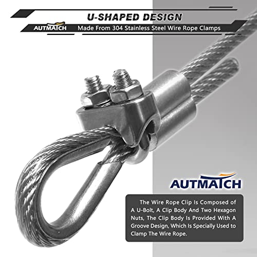 image for AUTMATCH M8 Wire Rope Cable Clip Clamp 5/16 Inch, 304 Stainless Steel 