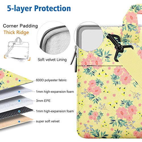 Image of Hseok Laptop Shoulder Bag 13 13.3 14 Inch Case Compatible with MacBook Pro /Neo 14 inch M5 /M4 /M3 /M2 /M1,Mac Air /pro /Neo 13 inch and Most 13 13.3 14 Notebooks,Spill-Resistant Briefcase,Daisy Beige