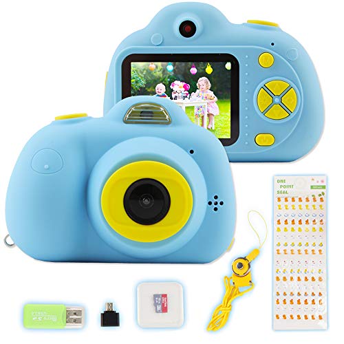 deAO Cámara Digital HD Infantil, Batería Recargable, Diseño Resistente a Prueba de Choques, Modo Selfie, Variedad de Filtros(Azul)