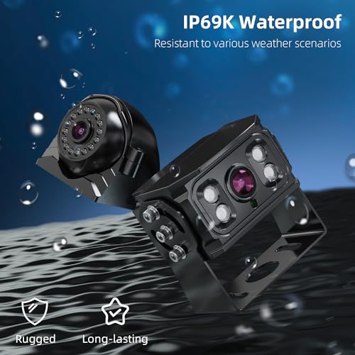 Image of eRapta HD 1080p Backup Camera System Kit, 7-inch Reversing Monitor with Quad Split Recording IP69 Waterproof, Rear View Side View Cameras, Backup Camera for RV Truck /Trailer /Tractor /Box /Camper Y0202