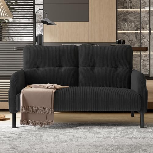 DACHETOU Pana de dos plazas, acolchado cómodo, respaldo alto, bolsillos laterales, patas metálicas, suavidad acogedora, efecto de apoyo óptimo, para salones de oficina en casa, color gris