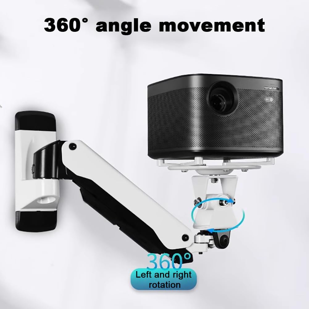 Soporte De Techo De Proyector Neumático, Soporte Giratorio Retráctil Ajustable Ajustable, Soporte De Gancho De Aluminio De Montaje En La Pared, Brazo Único/Brazo Dual, Blanco,C