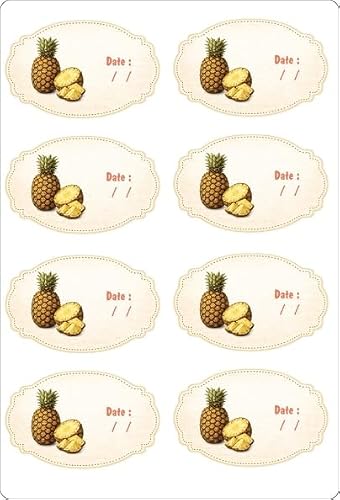 Lot de 16 etiquettes autocollant sticker conserve confiture bocaux ananas