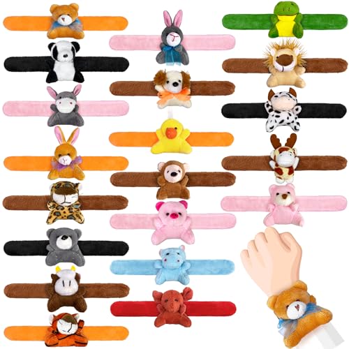 XIPEGPA 20 PCS Stuffed Animal Slap Bracelets Plush Slap Bracelets Toy Bulk for Boys Girls Birthday Gifts Classroom Rewards Party Favors (Modern)