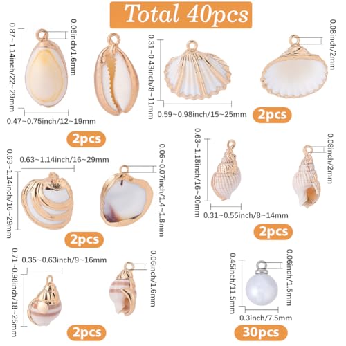 Breloques fausses perles et coquillages plaqué or pour création chic - 3