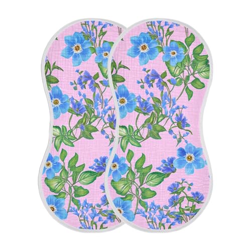 xigua Blue Flowers Baby Burp Cloths for Newborn Boys and Girls 1 Pack, Soft & Absorbent Cotton Baby Burp Cloth, Baby Washcloths, Newborn Towel, Burp Rags2