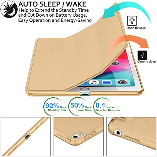 Image of DuraSafe Cases for iPad 10.5 Inch 2017 Air 3 2019 [ PRO 10.5 Air 3rd Gen ] A1701 A2152 A2123 MUUL2HN /A MUUK2HN /A MUUJ2HN /A MQDX2HN /A MQDY2HN /AiPad Cover with Translucent Frosted Hard Back - Gold