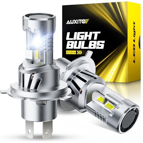 Image of AUXITO H4 Bulbs, 1000% Ultra-Bright 9003 Light, Direct Insert 5 Mins Installation, 60000Hrs Long Lifespan, No Flicker, 99% Compatibility, Pack of 2